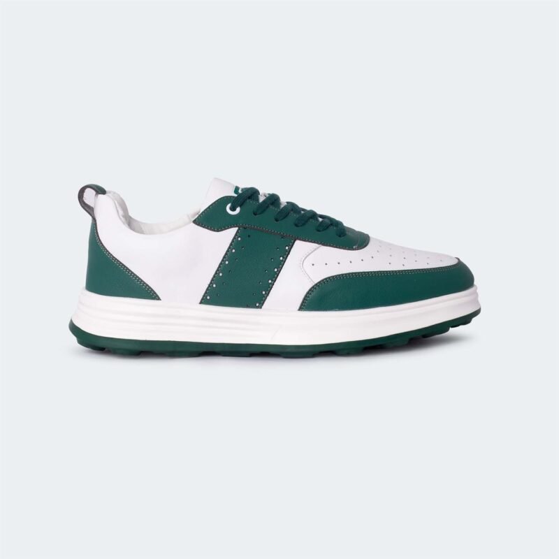 Caliber Shoes White/Green Casual Sneakers For Men